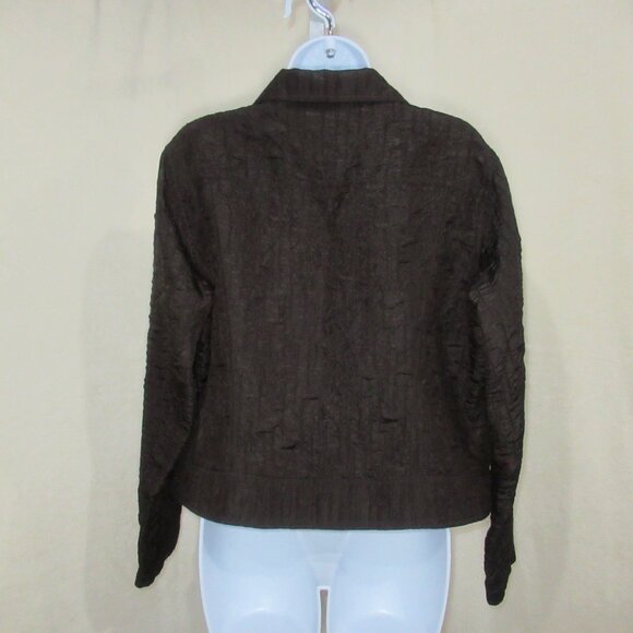 Chico’s Vintage-Inspired Textured Brown Button-Up Jacket | Size 2 (Large) - Picture 3 of 10